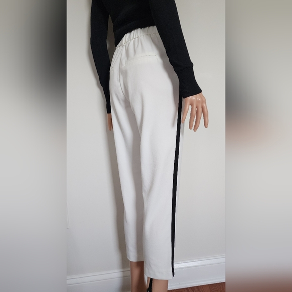 ZARA WHITE BLACK STRIPE CROPPED CAREER DRESS PANTS SLACKS CAPRI TUXEDO SMALL - Picture 6 of 6